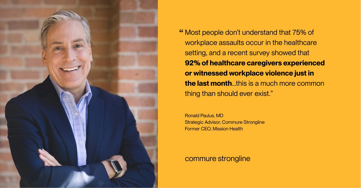 commurehealth's tweet photo. Did you know that a staggering 92% of healthcare workers experienced workplace violence in the last month? In honor of Nurses Week, @RonPaulus met with @BloombergRadio to share how Commure Strongline keeps healthcare workers safe on the job. Tune in here: https://t.co/yFhbyFSTyK https://t.co/dSHnWO9H0x