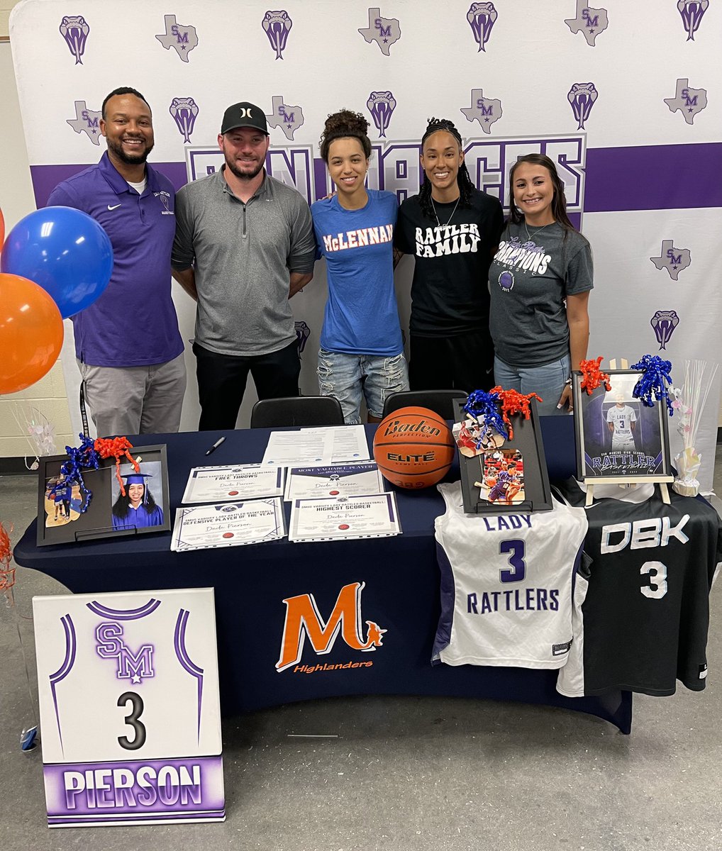 CoachErvin2's tweet photo. What a Great moment to be apart of this celebration🎉 Super proud of all of the accomplishments that were achieved this season! @PiersonDede so excited that you have decided to play at McLennan JC🏀 Congrats ✍🏼#OnceARattlerAlwaysARattler #LadyRattlerBBall🏀 https://t.co/oAdbs6tZzV