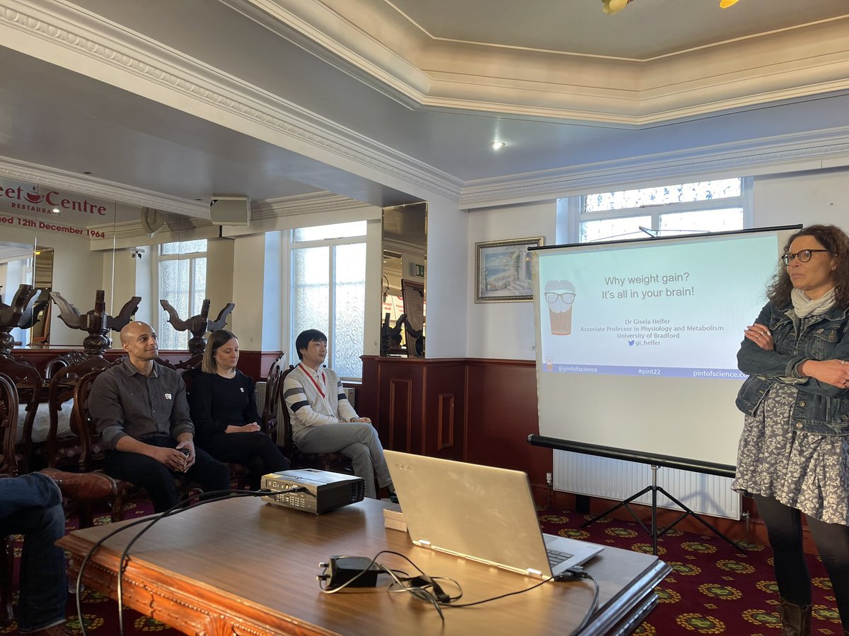 Mohammed Salih (@biomedsalih) on Twitter photo Body brain axis and specifically the link between our brain and what to eat by Dr Gisela <a href="/gi_helfer/">Dr Gisela Helfer</a>, day 3 <a href="/pintofscience/">Pint of Science UK</a> in Bradford <a href="/RWilliamsonLab/">Ritchie Williamson</a>.
#pint22 Body brain axis and specifically the link between our brain and what to eat by Dr Gisela <a href="/gi_helfer/">Dr Gisela Helfer</a>, day 3 <a href="/pintofscience/">Pint of Science UK</a> in Bradford <a href="/RWilliamsonLab/">Ritchie Williamson</a>.
#pint22