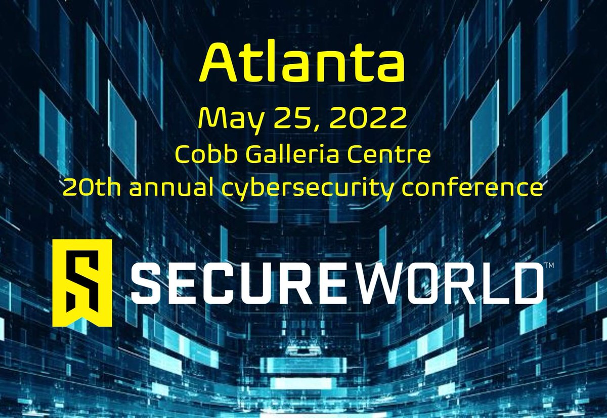 SecureWorld's tweet photo. We're proud to host these association chapters at the 20th annual SecureWorld Atlanta on May 25th: @InfraGard_ATL @ISACAATL @ISC2 @WiCySorg @OneCyversity and Atlanta Cyber Fraud Task Force. See conference the agenda and register here: https://t.co/bkHRpKCZyb #SWATL22 https://t.co/OqQQo8x2oL