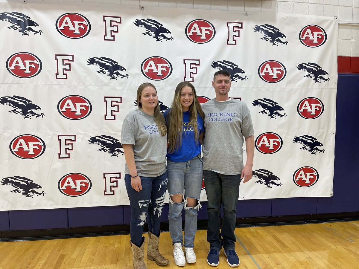 Congratulations to <a href="/AlisonJeanFoley/">alison foley</a> on her signing to <a href="/hockingsoftball/">Hocking College Softball</a> She will be an amazing addition 💙❤️💙❤️💪💪🥎🥎 #FalconPride