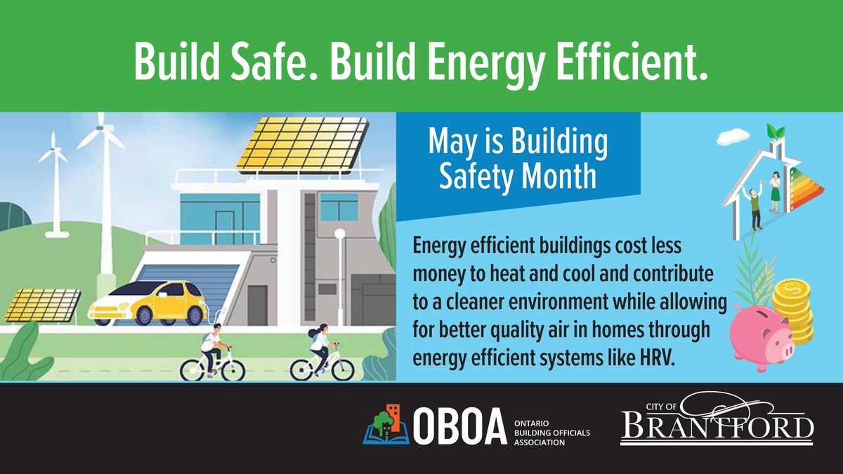 CityofBrantford's tweet image. Building Safety Month is winding down with one final message: Build energy efficient! Making sure our homes and buildings are sustainable is key to the future of Ontario’s communities. 
#Brantford #buildingsafetymonth #buildingcodematters #buildingindustry #ontariobuildingcode