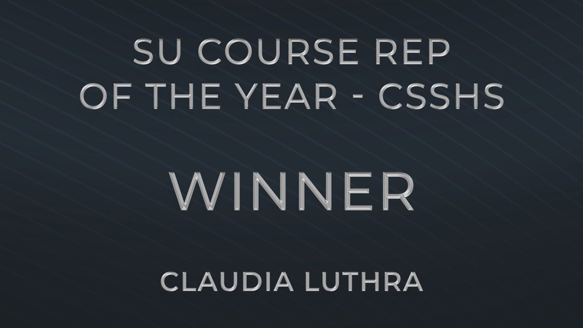 CardiffMetSU's tweet photo. SU Course Rep of The Year - CSSHS

🏆Claudia Luthra 

#SUSAA https://t.co/7R9U4xhZXL
