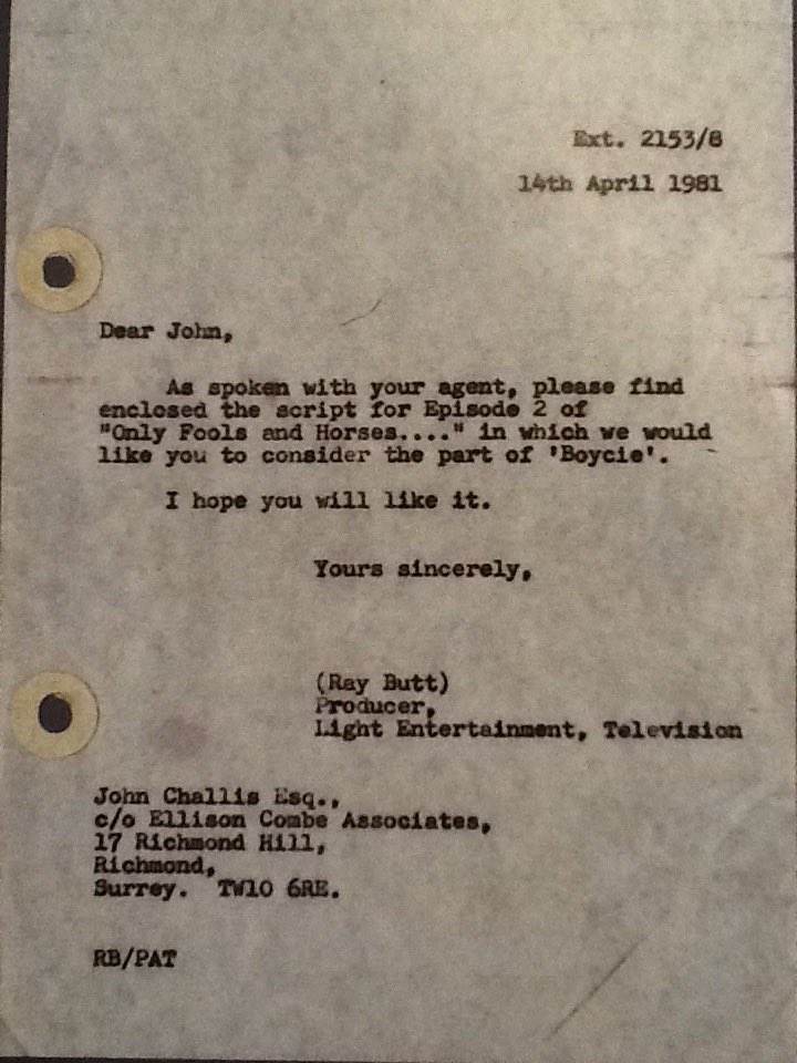 The Jolly Boys’ Podcast - Only Fools & Horses. (@ofah_podcast) on Twitter photo John Challis’ letter of request to consider the role as Boycie! How friggin’ cool is this?!
The letter courtesy of @beingboycie on Twitter / Carol Challis 🙏🏼 
#OFAH #OFAH40 John Challis’ letter of request to consider the role as Boycie! How friggin’ cool is this?!
The letter courtesy of @beingboycie on Twitter / Carol Challis 🙏🏼 
#OFAH #OFAH40