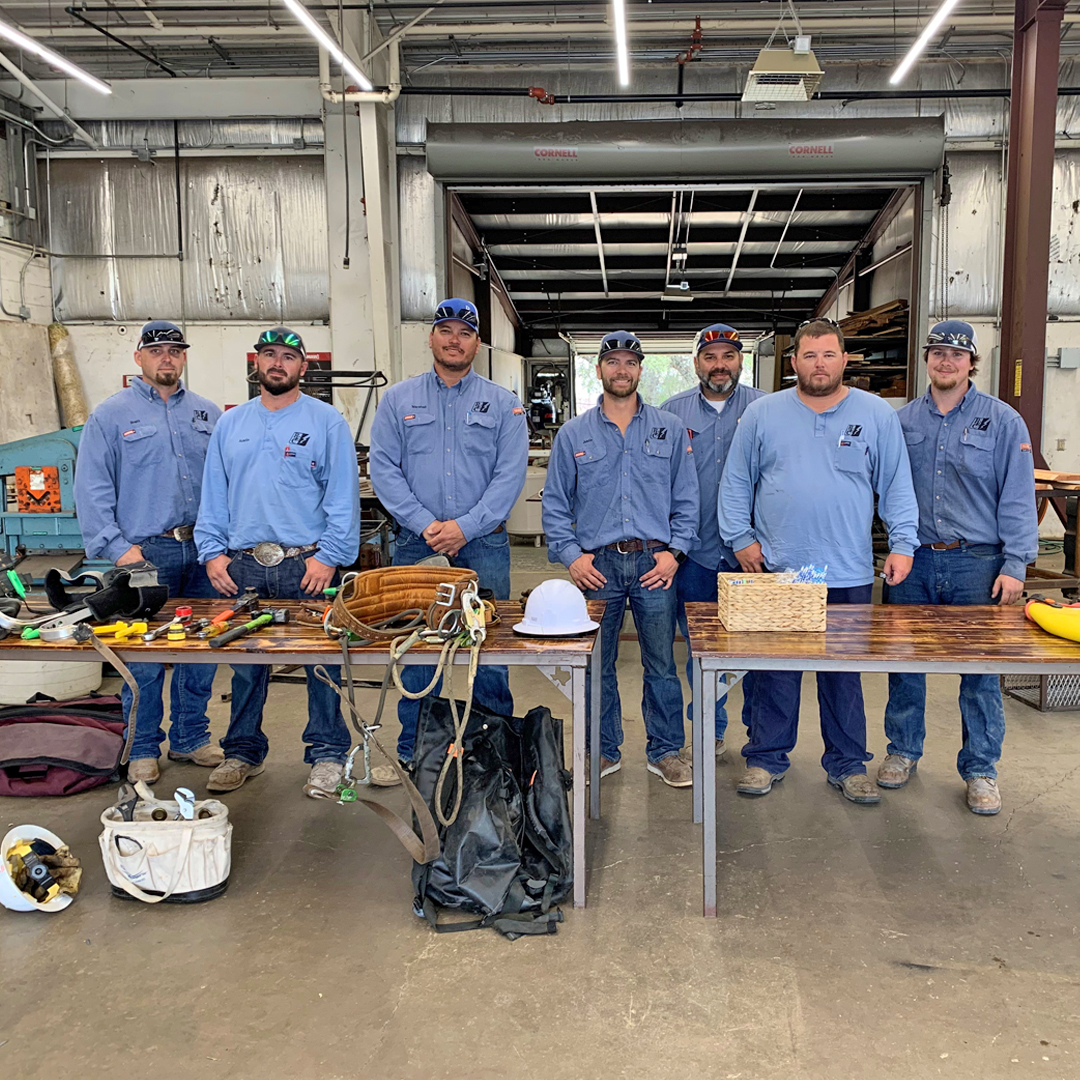 PedernalesCoop's tweet photo. #PEC’s crew in blue stopped by #LBJHighSchool in #JohnsonCity to share tricks of the trade with students and possible future #lineworkers. #PECproud #PECstrong https://t.co/CX1bkNbUPe