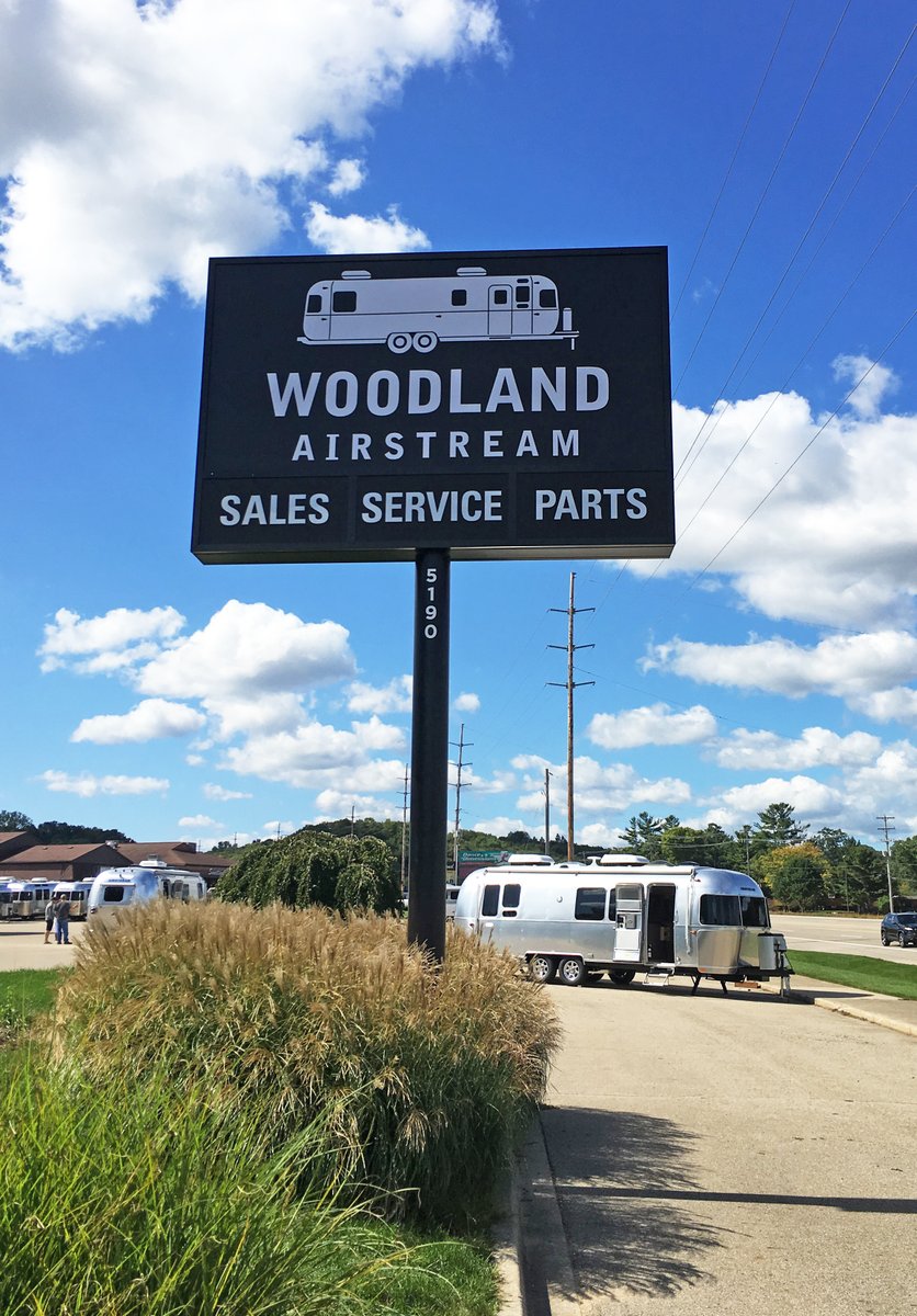 ValleyCitySign's tweet image. The weather is warming up! It's almost time to take that RV out of storage and out on the road.
We produced interior and exterior signage for both of Woodland Airstream's locations. The classic black and white color scheme is bold and timeless. 
#rvlife #pylon #monument