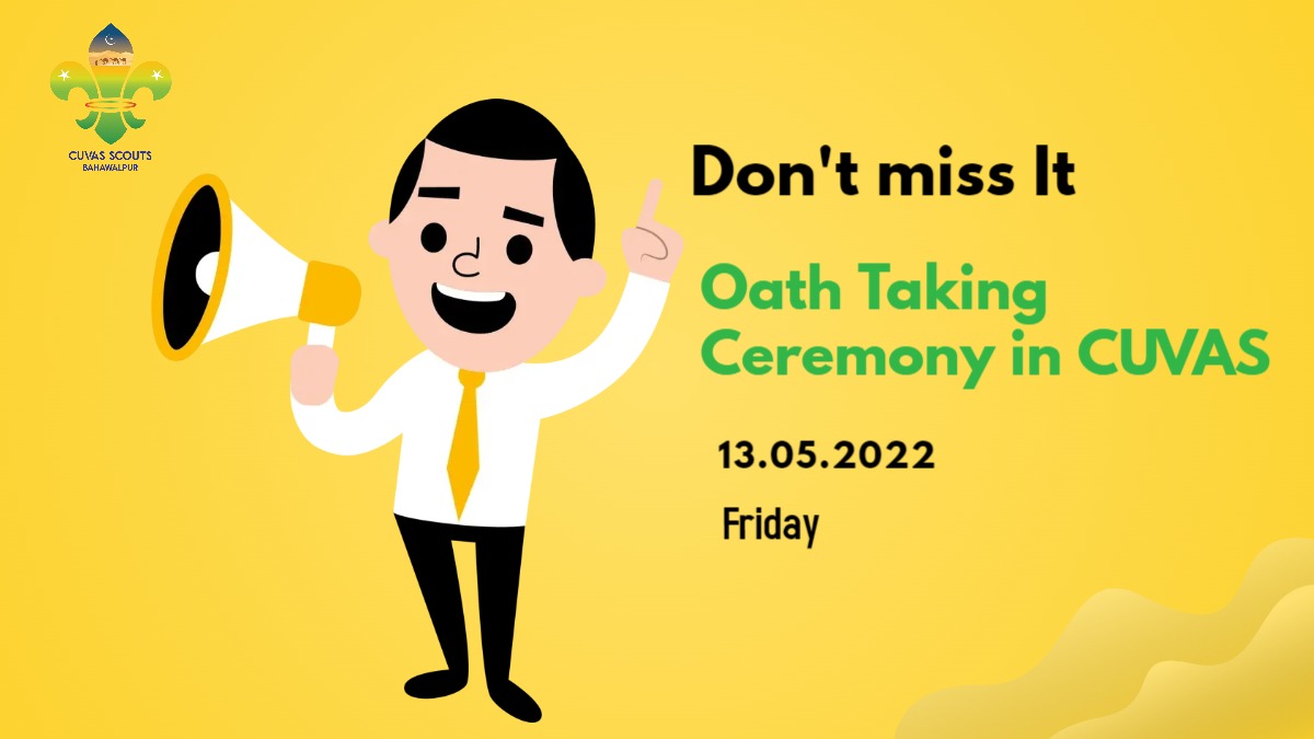 CUVASScouts's tweet photo. Announcement
Don't miss it .....
Oath Taking Ceremony in CUVAS
13.05.2022
Friday
#CUVAS_SCOUT
#OATH
#CUVAS https://t.co/aRnqEydk2e