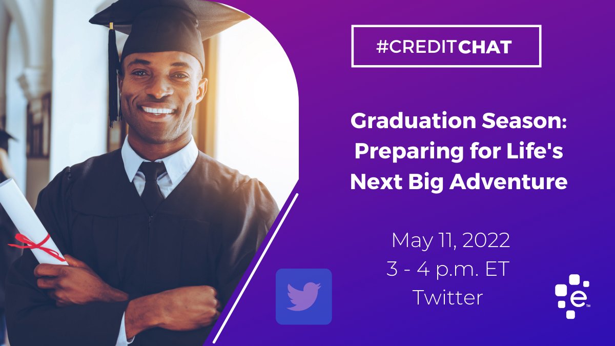 We’re getting ready for our #CreditChat. Join us in 5 minutes!
Topic: Graduation Season: Preparing for Life’s Next Big Adventure
RSVP for a chance to win a $50 Amazon gift card: 
bit.ly/3L6L3H5