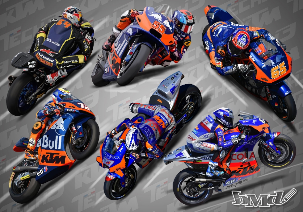 Drawn in 2022, Tech3 riders, 5/7 <a href="/Tech3Racing/">Tech3 Racing</a> <a href="/KTM_Racing/">RED BULL KTM FACTORY RACING</a> <a href="/bobendsneyder/">Bobendsneyder</a> <a href="/Hafizh_pescao55/">Hafizh Syahrin</a> <a href="/PhilippOettl65/">Philipp Oettl</a> <a href="/Marco12_B/">Marco Bezzecchi #12</a> <a href="/LecuonaIker/">Iker Lecuona</a> <a href="/_moliveira88/">Miguel Oliveira #88</a>