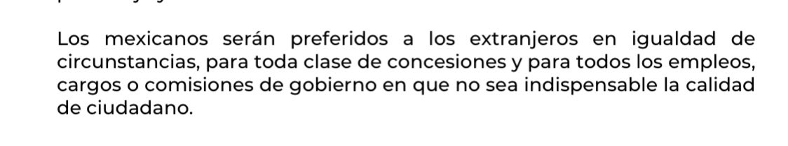 Al concluir su participación, el diputado priísta José Francisco Yunes , pide se lea el último párrafo del artículo 32 constitucional; con ello refuerza que los mexicanos no pueden ser desplazados por los extranjeros.👇