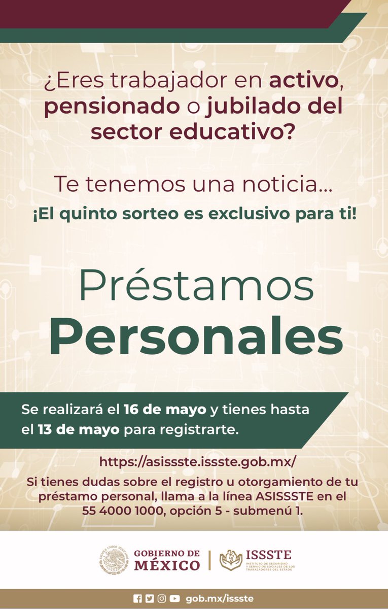 Snte12Durango's tweet photo. #UnoSomosTodos

Agremiado al #SNTE, eres trabajador en activo, pensionado o jubilado del sector educativo?

👁 El próximo 16 de Mayo se realizará el quinto sorteo exclusivo para los trabajadores de la educación!
Tienes hasta el 13 de Mayo para registrarte!

#FelizMiercoles https://t.co/K4W0oqoeX3