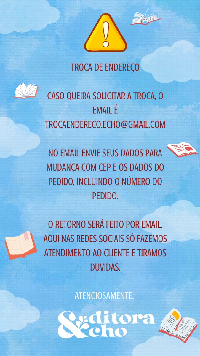 editoraecho's tweet photo. ✨ Sobre troca de endereço, cancelamento e reembolso. https://t.co/NFl1TdEZBb