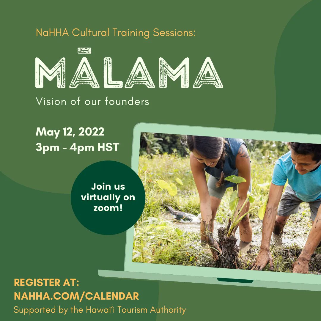 NaHHA808's tweet photo. Join us May 12 from 3p-4p for a FREE Cultural training on Mālama! Regardless of where we come from, mālama, to take care of something, is part of Hawaiʻi’s collective consciousness.
For more info and to register, visit https://t.co/826UFCdQdi.
#NaHHA #Hawaiian #HawaiiTourism https://t.co/WfTjYXscXf