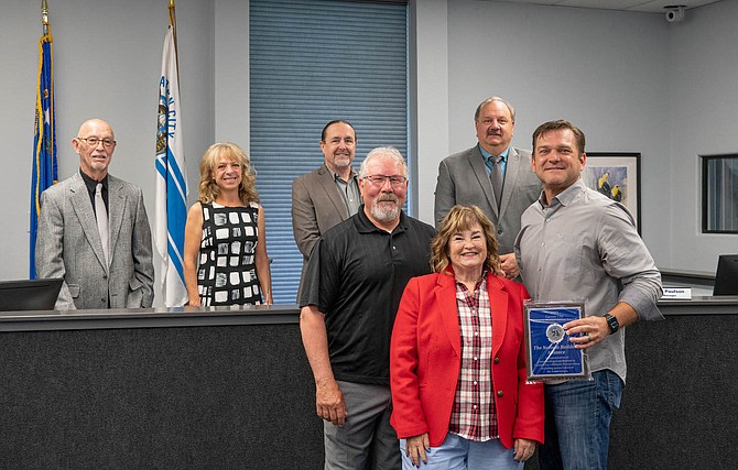 NevadaBuilders's tweet photo. The Carson City Historic Resources Commission kicked off its annual scavenger hunt by awarding CEO @westernstrat the 2022 Historic Preservation Award for our work on Bank Saloon. We're so thankful for the honor of being part of the #CarsonCity experience. 

#BuildABetterNevada https://t.co/4CCMb0y05k