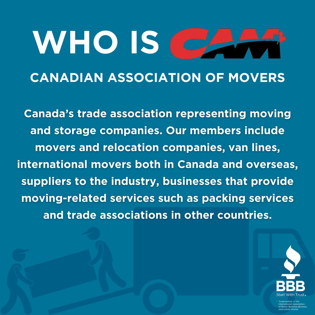 BBBCentralCan1's tweet photo. The Canadian Association of Movers (CAM) offers resources to assist you in selecting the right mover for you: https://t.co/WhkL4qocF6. #BBB #StartWithTrust #MovingMonth #trustworthymovers #MovesYouCanTrust #MakeSafeMoves #KnowYourMover #BBBMoves https://t.co/WH873dyxAW