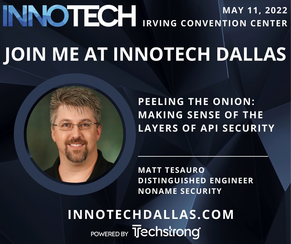 TechstrongTV's tweet image. 🔴  LIVE at #InnoTechDFW: Matt Tesauro is making sense of the API security landscape.

Stream live: techstrong.tv