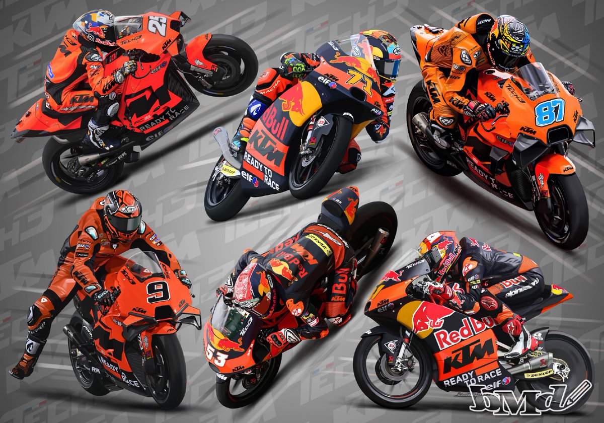 Drawn in 2022, Tech3 riders, 6/7 <a href="/Tech3Racing/">Tech3 Racing</a> <a href="/KTM_Racing/">RED BULL KTM FACTORY RACING</a> <a href="/25RaulFernandez/">Raúl Fernández</a> <a href="/AyumuSasaki1/">Ayumu Sasaki</a> <a href="/GardnerRemy/">Remy Gardner #87</a> <a href="/Petrux9/">Danilo Petrucci</a> <a href="/Denizoncu53/">Deniz Öncü</a> <a href="/31AdriFernandez/">Adrián Fernández</a>