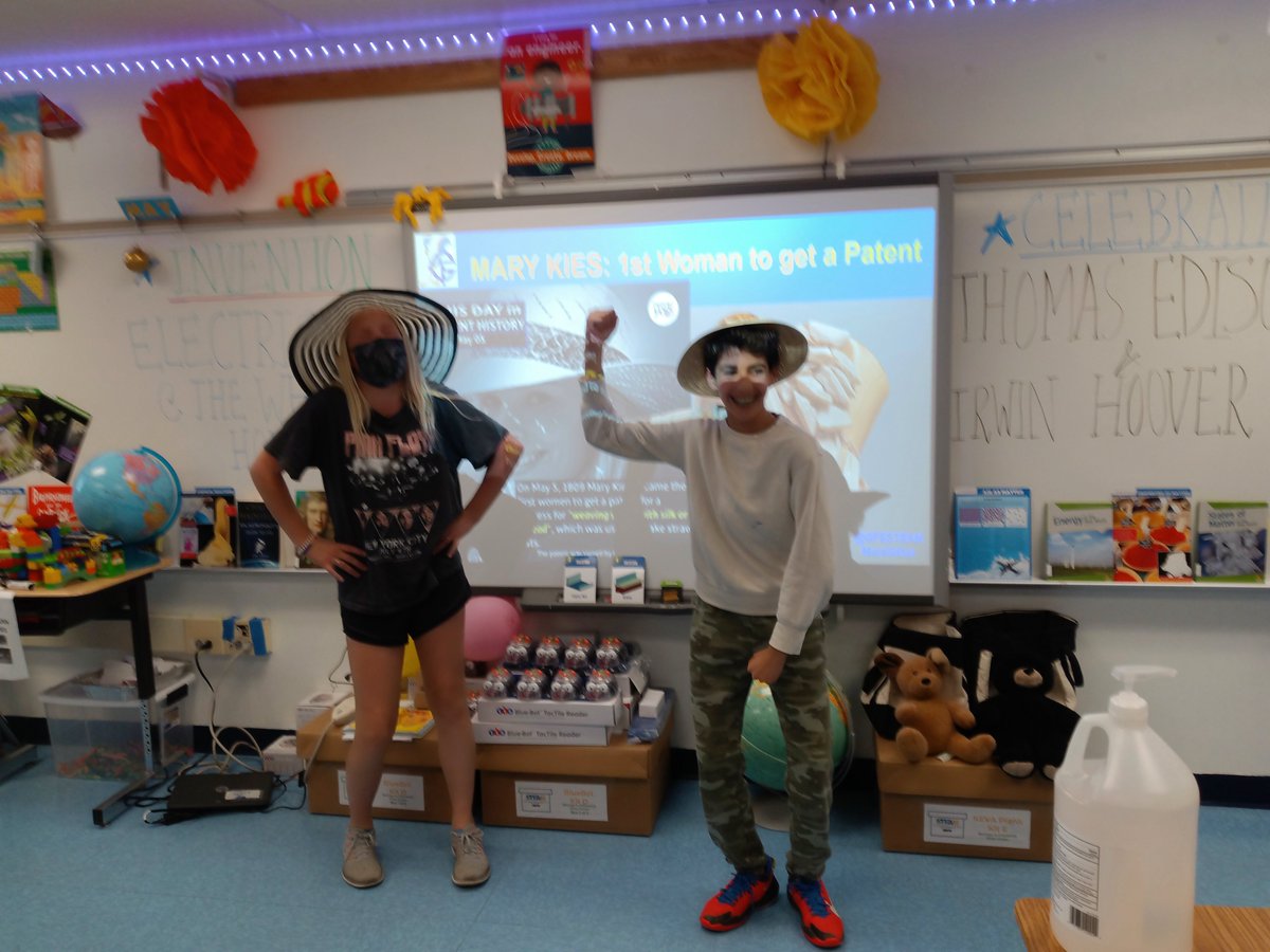 GFESTEAM's tweet photo. Mad-hatters had some fun in #STEAM Lab learning about pioneer patent-holders! 

Hats off to #MaryKies, 1st woman to be awarded a patent, signed by #PresJamesMadison in 1809, for a silk-straw-weaving technique to make hats. @FCPSSTEAM @VDOEforSTEM @StemEdCoalition @STEMEduc @STEMx https://t.co/B4J0iMnMW4