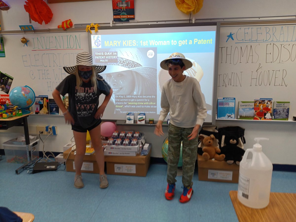 GFESTEAM's tweet photo. Mad-hatters had some fun in #STEAM Lab learning about pioneer patent-holders! 

Hats off to #MaryKies, 1st woman to be awarded a patent, signed by #PresJamesMadison in 1809, for a silk-straw-weaving technique to make hats. @FCPSSTEAM @VDOEforSTEM @StemEdCoalition @STEMEduc @STEMx https://t.co/B4J0iMnMW4