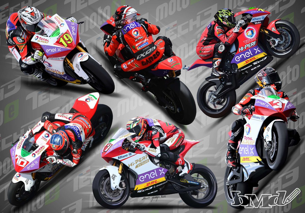 Drawn in 2022, Tech3 riders, 7/7 <a href="/Tech3Racing/">Tech3 Racing</a> #MotoE <a href="/Perolari_94/">Perolari Corentin</a> <a href="/hector_garzo/">Héctor Garzó⚡️</a> <a href="/KennyForay/">kenny foray</a> <a href="/TommasoMarcon/">Tommaso Marcon</a> <a href="/EscrigAlex/">Alex Escrig Reche</a> <a href="/3Tulovic/">Lukas Tulovic #3</a>