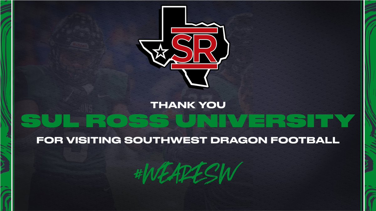 SWDragonsFB's tweet photo. Thank you @SRSUFootball and Coach Sims @Terellsims for coming out and visiting Dragon Football Today! #WeareSW #RecruitSW #DragonPride https://t.co/jZHsCatzqd