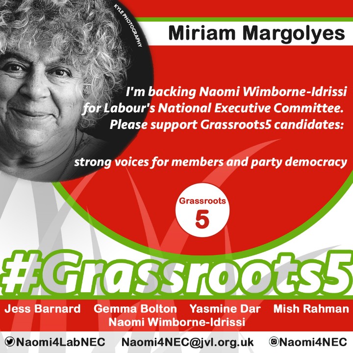 RT @Naomi4LabNEC: Wonderful endorsement from magnificent Miriam Margolyes. Nominate me (L0089569) by June 17 for the kind of fearlessness she embodies on Labour's NEC #GV5 @jvoicelabour @WLGrassroots @LabourCfS @NellPolitics @CLPD_Labour @LabourCND