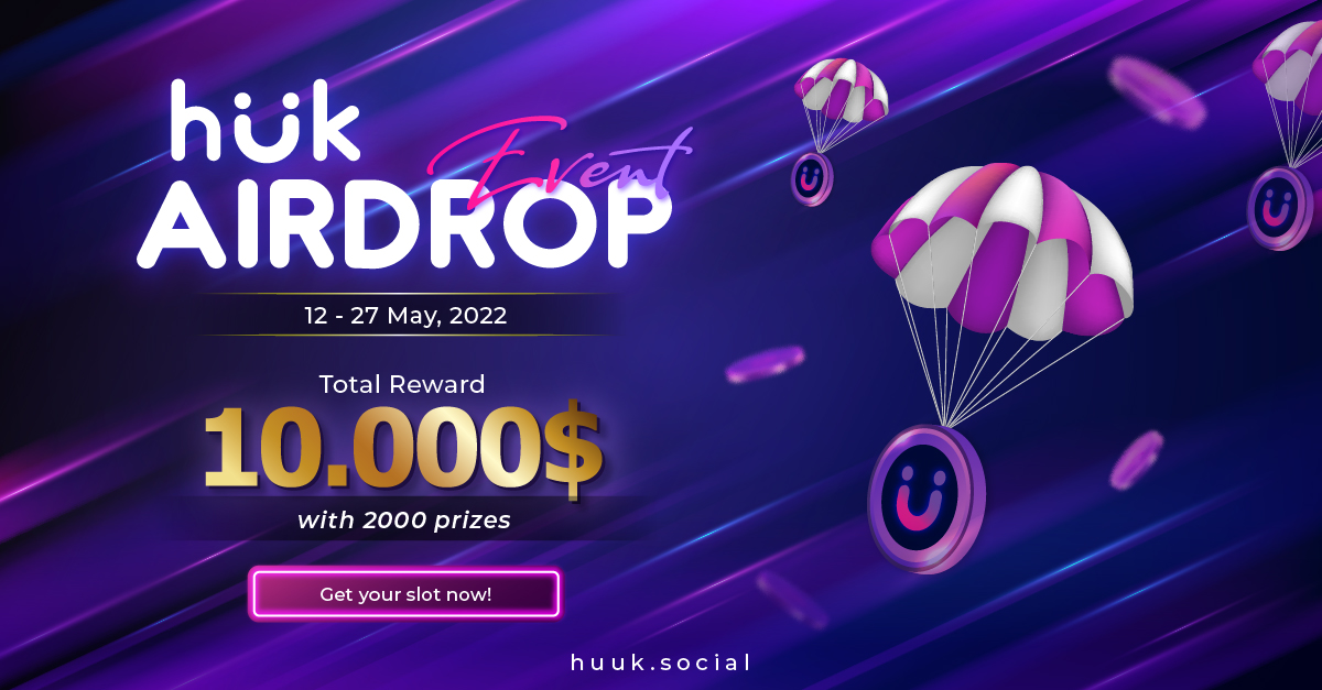 🎉HUUK IS HOSTING OUR 1ST AIRDROP EVER🎉

Total reward: $10,000 
Each member will receive a reward of 25 tokens ($5) 
Bonus Top Ref:
1st: 300$ token
2nd: 200$ token 
3rd, 4th, 5th: 100$ token/user

👉🏻Link Gleam: gleam.io/X1T2F/huuks-ai… 

Come and get it!!!