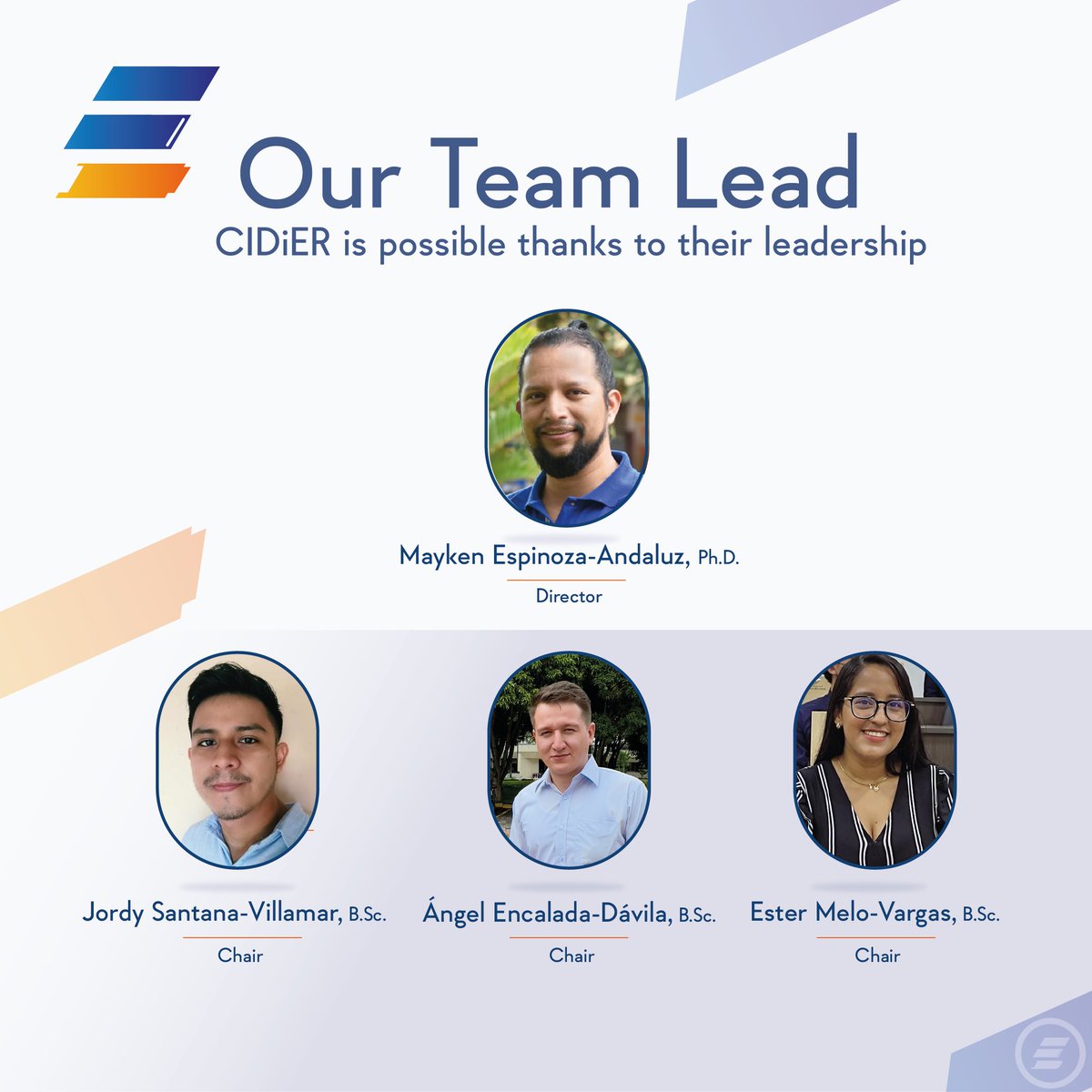 cidier_ec's tweet photo. With great enthusiasm we are presenting our team lead of CIDiER 2022. 

Without their commitment, it would not be possible to be part of a new meeting this year. 

Check our official website out: https://t.co/rxvI9c7J9f

#cidier #renewableenergies #secondmeeting #research https://t.co/T8WZKph9In