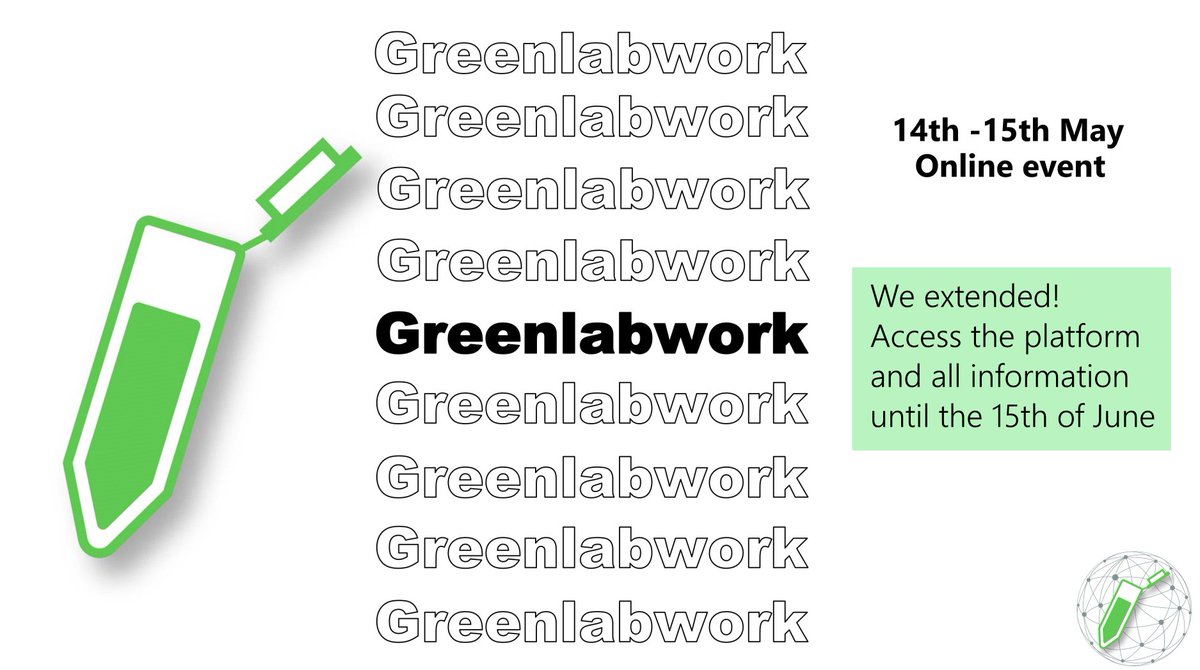 We extended! 
After registration, you can join our conference and visit the platform until the 15th of June. So you have enough time to learn about Green Laboratory Work! 🧪
#Sustainability #Science #GLW #Green #Laboratory #Work #Science #Environment #GreenChemistry #Nature