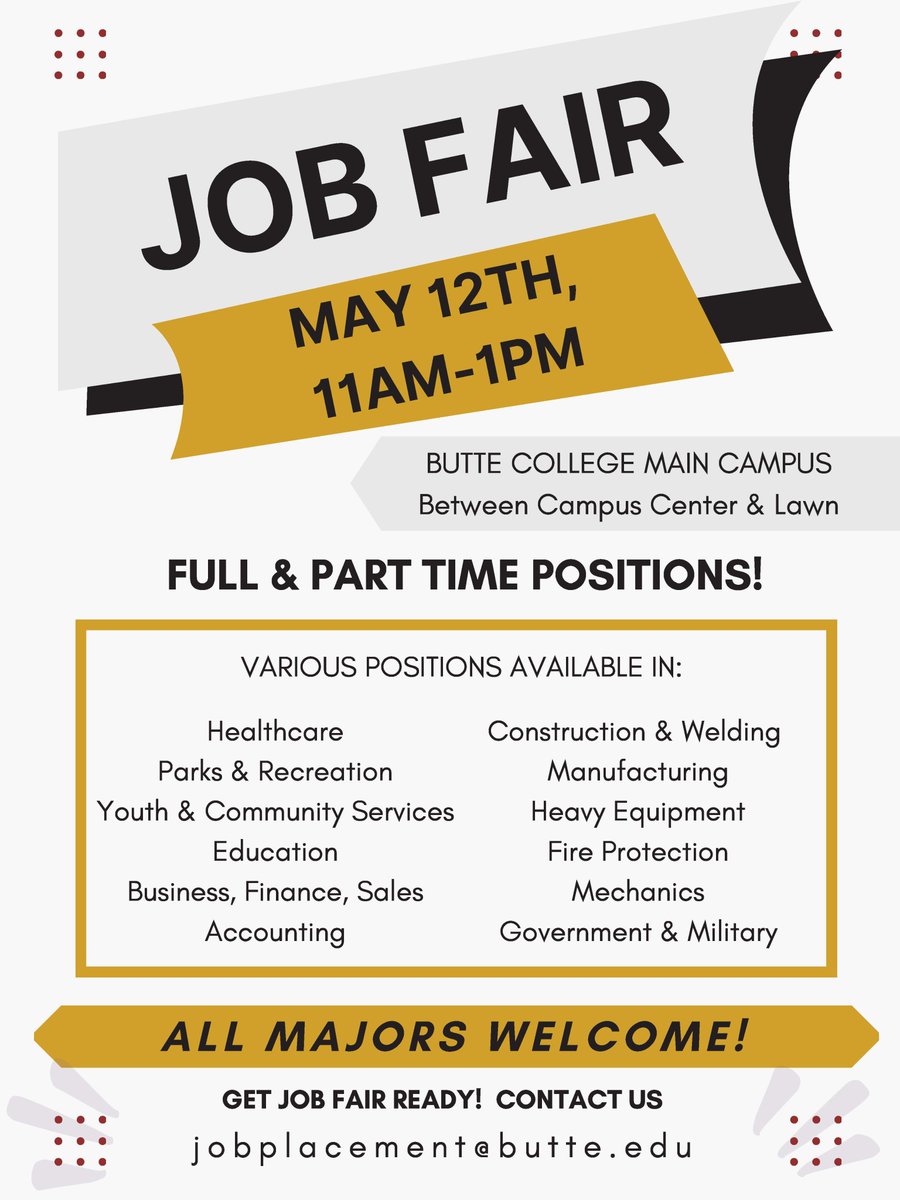 ButteCodeEnf's tweet photo. Join us tomorrow at the Butte College Job Fair.  We will be there from 11 to 1. Come say "hi" and find out what code enforcement has to offer.  We are recruiting! https://t.co/CGEgafAVwH