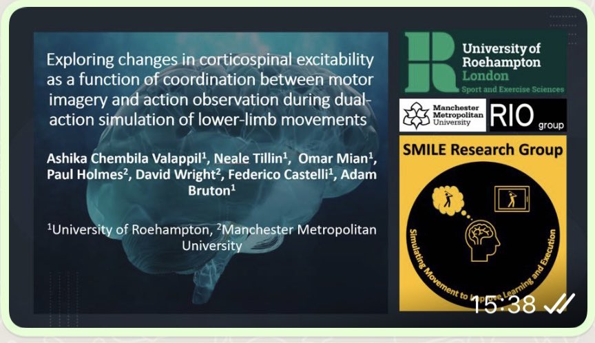 Bruton_Psych's tweet photo. Enjoying the 2022 @_RIOgroup_ online conference. Proud of @AshikaCv who gave a great presentation of a TMS study she designed as part of her MSc @UoR_SEPsych that has formed the basis for her PhD @UoR_LifeScience 🤩 https://t.co/hPvA3H9Zuy
