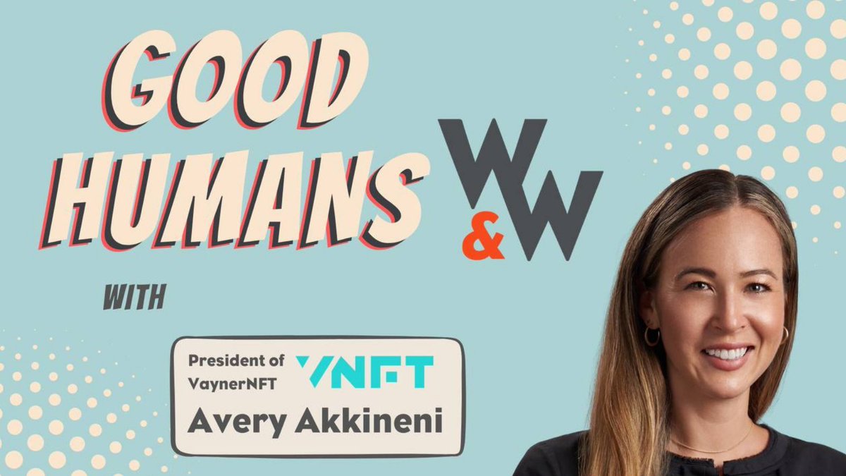 WomenandWeapons's tweet photo. GM WAW Family! ⚔️❤️

We know many of you have missed the Good Humans show with our founders.  We've upgraded the show and secured some wonderful new guests! Our first show back is with the brilliant @avery_akkineni from @vaynernft!

We hope you enjoy! 

https://t.co/n2Mun9rRk8 https://t.co/7i33MotHfZ