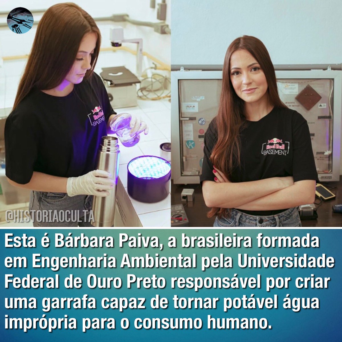 A garrafa cabe na palma da mão e esteriliza a água por meio da radiação, com filtro carregado a partir da luz solar, o que não gera poluentes.⁣
⁣
Por conta de sua invenção, ela ganhou um prêmio internacional Red Bull. No ano passado, na etapa nacional da competição, ela