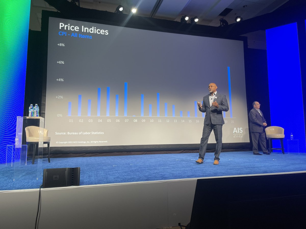 NCCI's tweet photo. NCCI Practice Leader &amp; Senior Actuary, Sean Cooper (@SeanCooper00), joined by NCCI Dir. of Medical Regulation &amp; Informatics, @RajiChadarevian begin their session “The Medical Dilemma” @ #nccIAIS #workerscomp https://t.co/nr5frld9WE