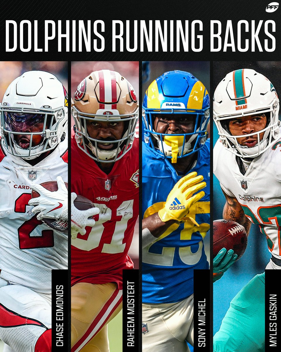 PFF_Fantasy's tweet photo. Dolphins RB room is sneaky deep 🐬 https://t.co/p1RuBjEi7z