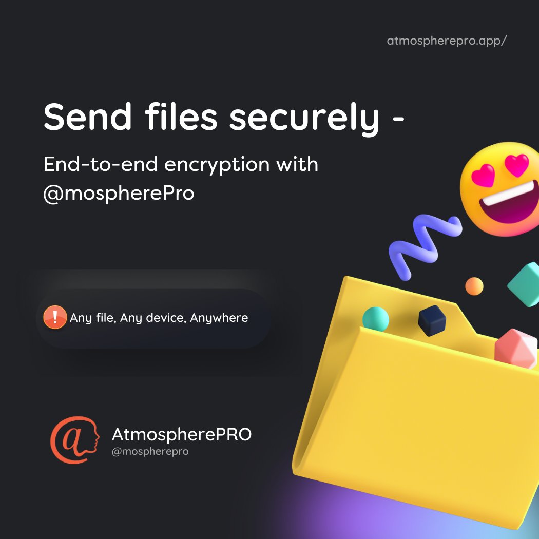 mospherepro's tweet photo. Have you tried this file sharing app?

🛡️ It is end-2-end encrypted
🛡️ It is free to download and use.
🛡️ It is fully secured and privacy-first.
🛡️ It is open source - so if you see something that can be improved? Send us a DM or send an email to atmospherepro@atsign.com. https://t.co/Gn1DpUcEHn