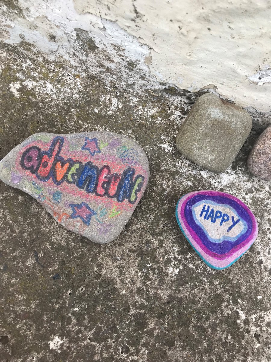 Today our QI group had a walk up the law hill to admire the fantastic views. Recently we have created lots of art work and decided to leave some of the stones to brighten up other's day while walking. Why not create your own, try to find ours and then add your own? 😊