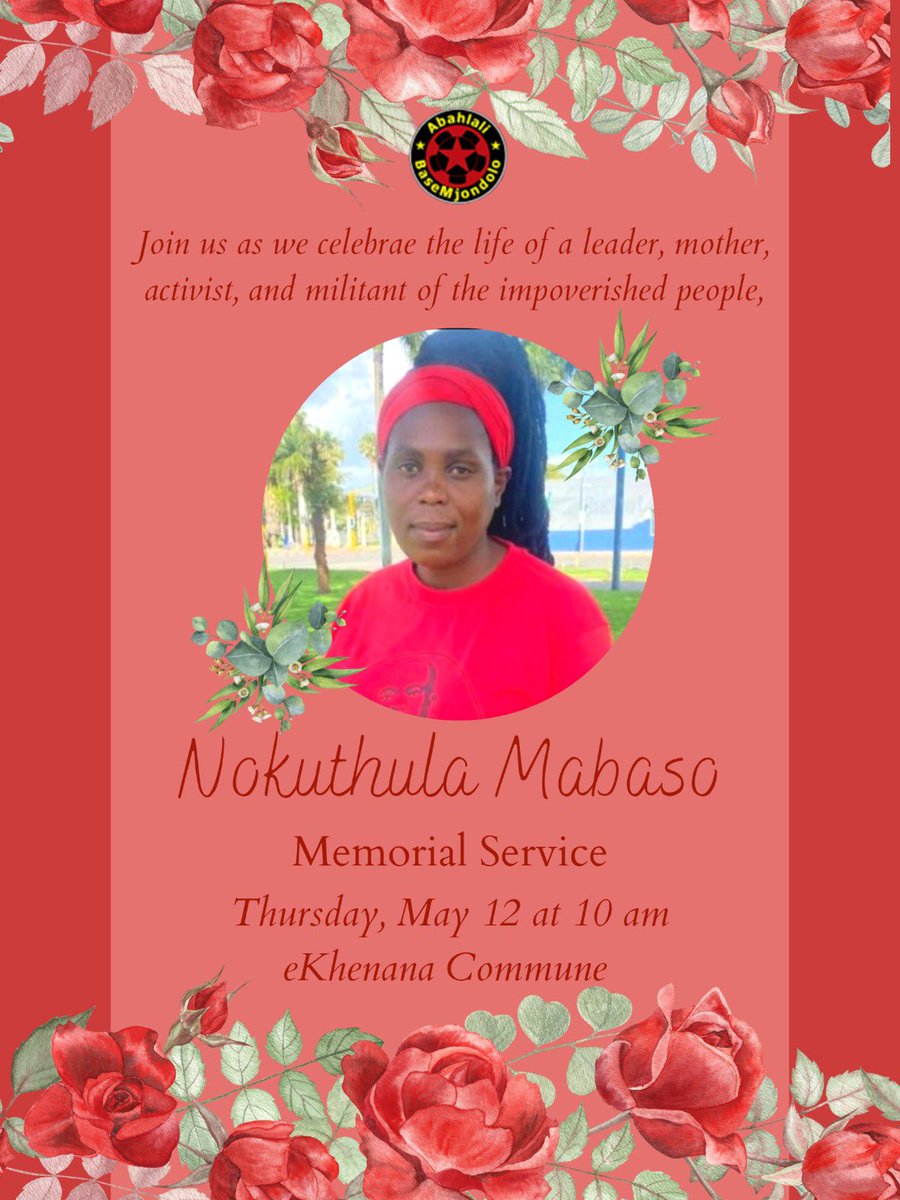 Please join us on Thursday for a memorial service for our departed activist - details below.