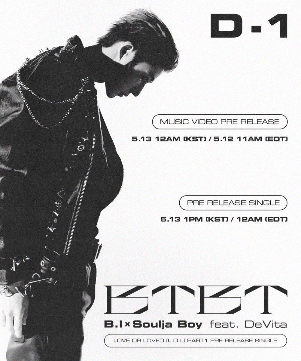 B.I X Soulja Boy - BTBT (Feat. DeVita)
D-1 POSTER

#BI #비아이 #Souljaboy #DeVita #IOKM #131LABEL