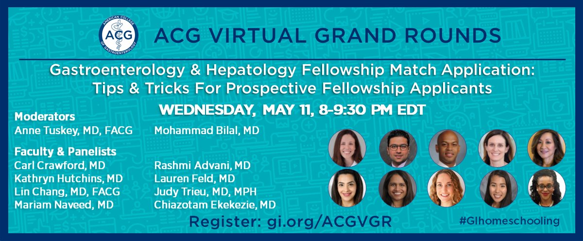 AmCollegeGastro's tweet photo. TONIGHT! Special Virtual Grand Rounds for Prospective #GIfellows

Gastroenterology &amp; Hepatology Fellowship Match Application – Tips &amp; Tricks For Prospective Fellowship Applicants
⏰ 8-9:30pm ET
Register: https://t.co/9t8dHChSZw

#FutureofGI #GItwitter #LiverTwitter https://t.co/XLQzsVkNiU