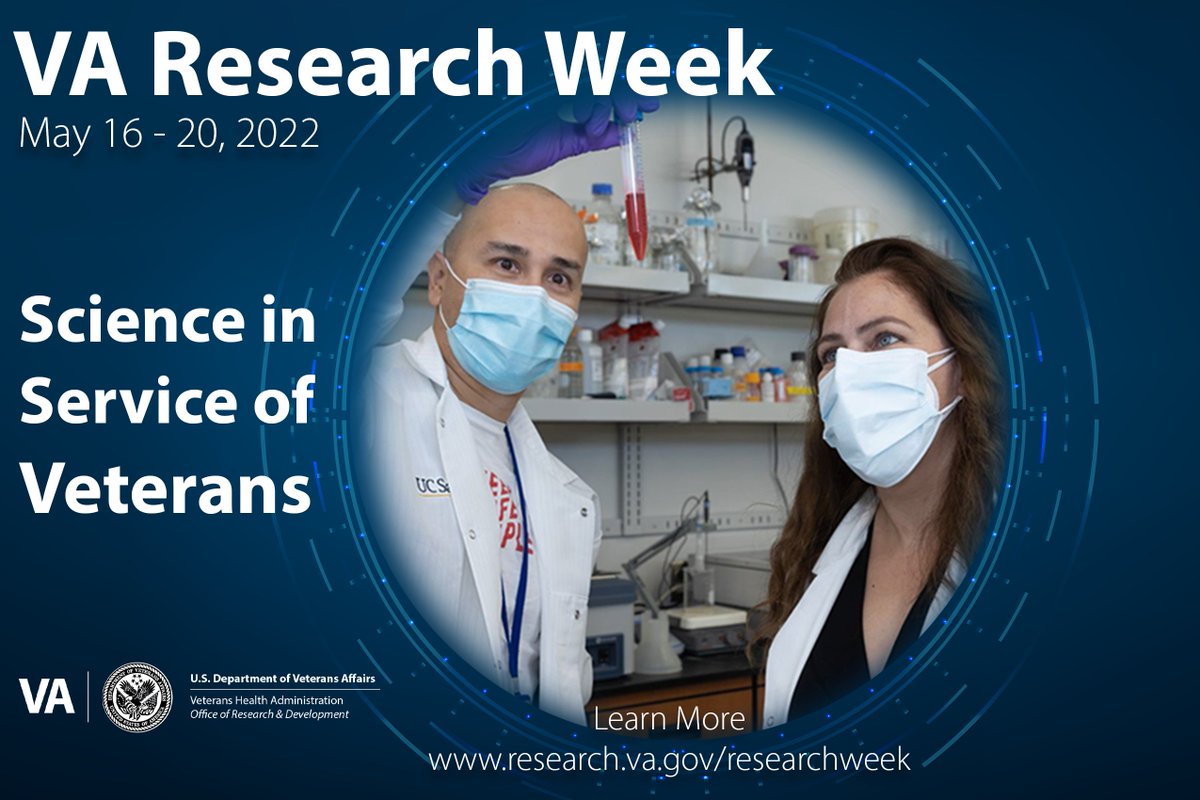 VA Research (@varesearch) on Twitter photo May 16-20 is National <a href="/VAResearch/">VA Research</a> Week. We recognize and appreciate all our researchers and their support staff. Research is “Science in Service of Veterans.” Use the hashtag #VAResearchWeek to comment, and visit research.va.gov May 16-20 is National <a href="/VAResearch/">VA Research</a> Week. We recognize and appreciate all our researchers and their support staff. Research is “Science in Service of Veterans.” Use the hashtag #VAResearchWeek to comment, and visit research.va.gov