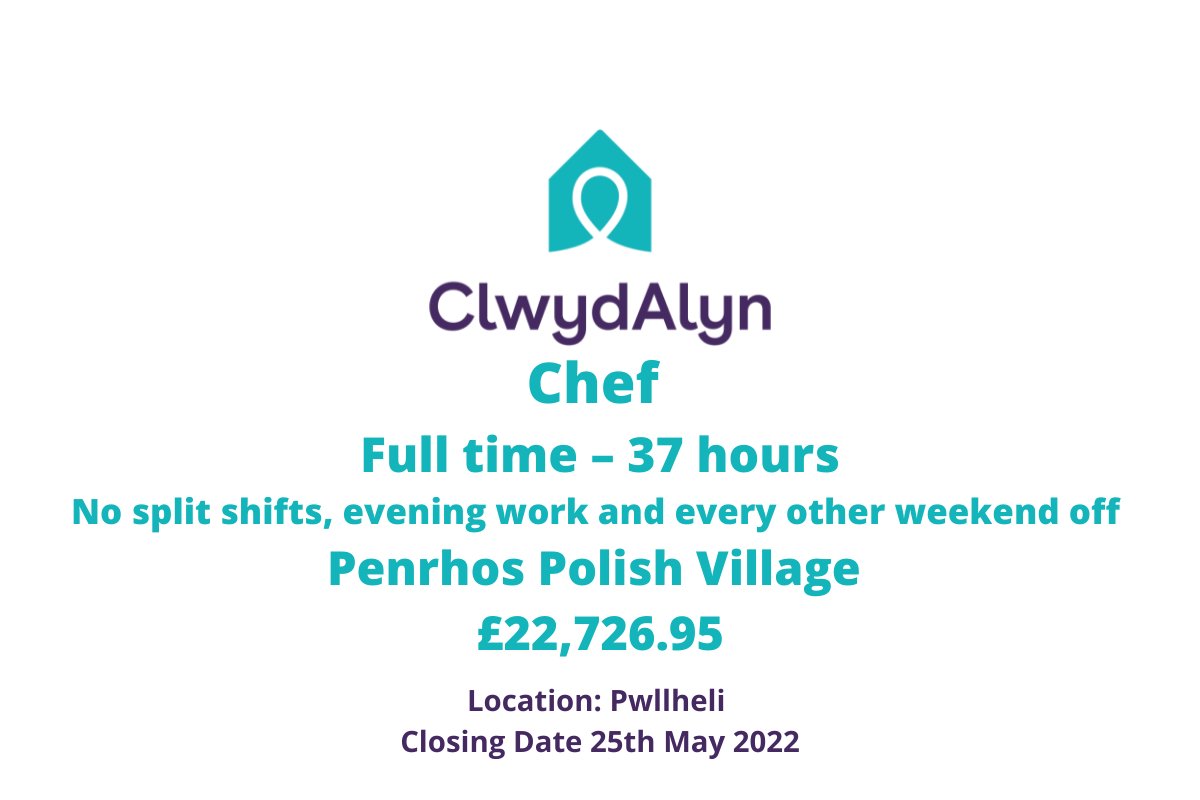 ClwydAlyn's tweet photo. Are you a qualified chef, looking for a Chef role with no split shifts, alternating weekends off, no evenings and a rewarding working environment? Then this role could be for you.  If you are interested please go onto the link https://t.co/7ovIzDfvvS https://t.co/rZFckABGpG
