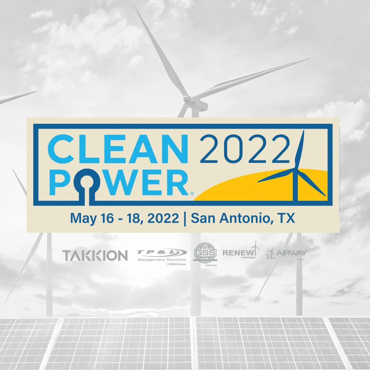takkion_company's tweet photo. We're looking forward to #CLEANPOWER2022 in San Antonio next week! Come visit us at Booth #1253 in San Antonio from 5/16 - 5/18 to meet our family of companies and learn more about our role in clean energy.
#uscleanpower #cleanpower #cleanenergy #windandsolar #windenergy #solar https://t.co/oJMP6YiYn2