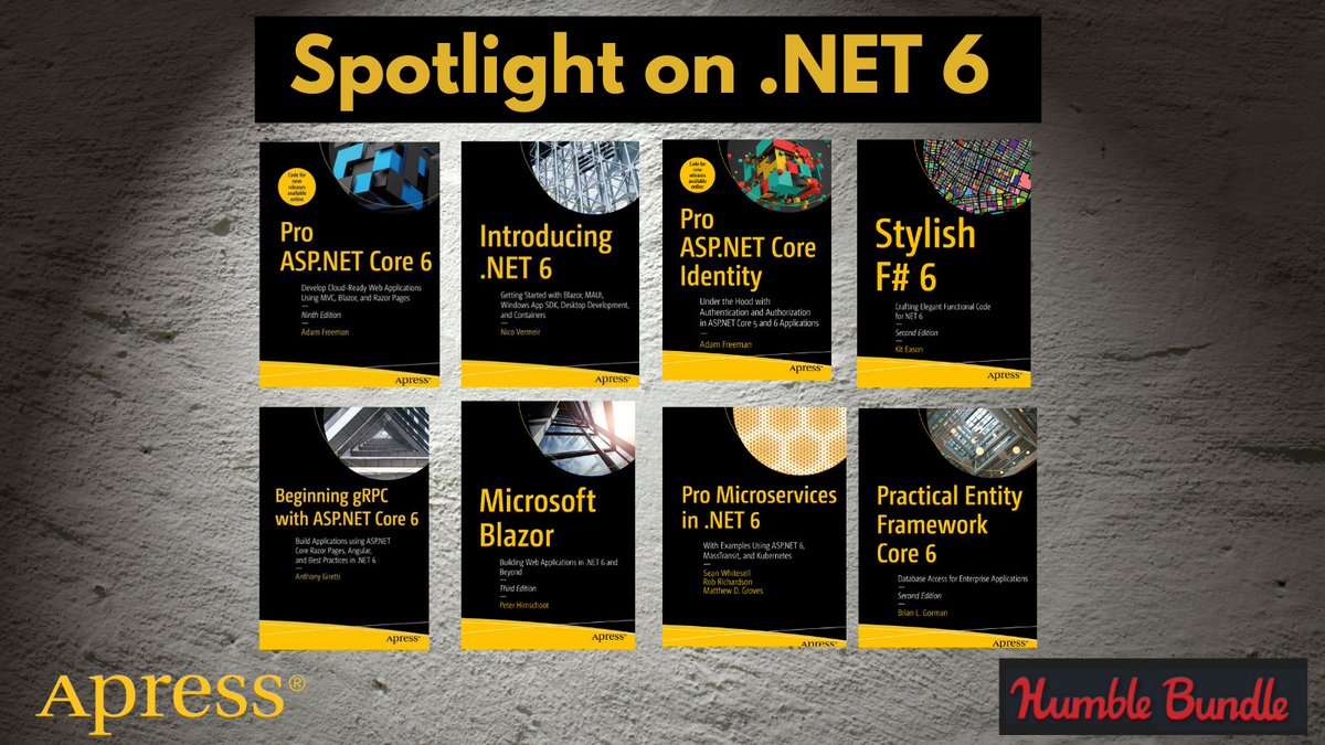Got .NET? Mo reason not to with the latest <a href="/humble/">Humble Bundle</a> bundle! Just 5 more days to skill up on #ASP #Blazor, #microservices-- great books authored for the community by the community. Pay what you want + contribute to two really good causes! bit.ly/3vMTkub #DotNet6  #MVPBuzz