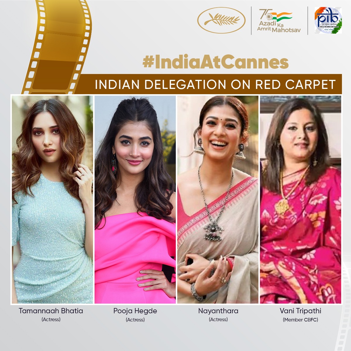 PIB_India's tweet photo. 𝐋𝐞𝐭'𝐬 𝐂𝐞𝐥𝐞𝐛𝐫𝐚𝐭𝐞 𝐅𝐞𝐬𝐭𝐢𝐯𝐚𝐥 𝐝𝐞 𝐂𝐚𝐧𝐧𝐞𝐬 with movie celebrities from across India 

Union Minister @ianuragthakur to lead the delegation from India to #Cannes

Read here: https://t.co/P92yZeUgS7 

#IndiaAtCannes #Cannes2022 https://t.co/p1pYgMHjau