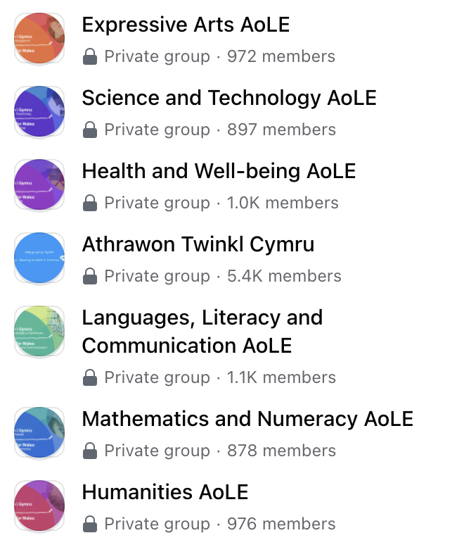 AWynNicholas's tweet photo. @TwinklCymru Found these Facebook groups which could be really helpful for anyone looking for some curriculum support, especially come September! #cfwChat https://t.co/sYuEh0lK4p