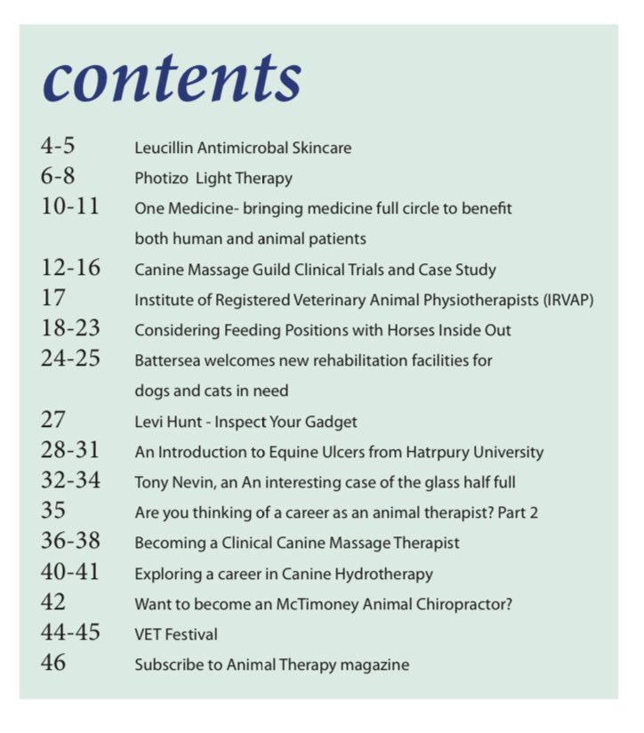 Issue 26 is on it’s way. Subscribe now so you don’t miss out.

animaltherapymedia.co.uk
