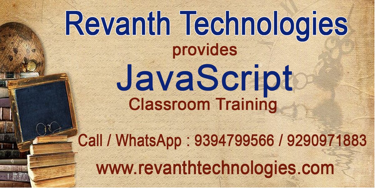 revanthtech's tweet image. JavaScript Classroom Training in Hyderabad
We provide best JavaScript Classroom Training in Ameerpet, Hyderabad, India. For more details call 9394799566.
revanthtechnologies.com/javascript-tra…
#javascript,#javascripttraining,#javascriptclasses,#javascripttutorial,#javascripttraininginstitute