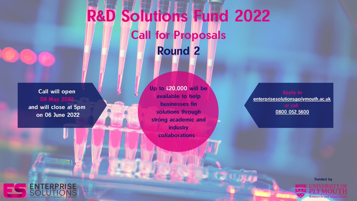 Do you need an academic or business partner for your research project? <a href="/Uniplym_RnI/">University of Plymouth Research & Innovation</a> offer up to £20k for research project of any industry sector, from anywhere in the world. APPLY NOW 📩enterprisesolutions@plymouth.ac.uk #RnDSolutionsPlymouth
