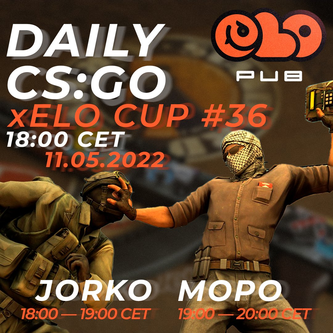pub_elo's tweet photo. Greetings, Pub'ers!🚀

Pro Streamers. Hope you are steady for a show💥💥💥

Here they are:
@JorkoTwitch
https://t.co/UhiLz7taqe — 18:00-19:00 cet
@MopoCSGO https://t.co/K0FMuC7eRZ — 19:00-20:00 cet

#csgo #csgocup #elopub https://t.co/k9StVLSMAy